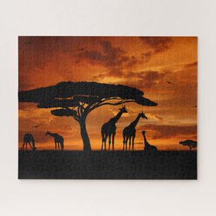 Puzzle Safari africain au coucher du soleil