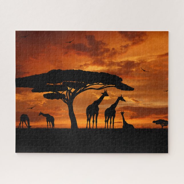 Puzzle Safari africain au coucher du soleil (Horizontal)