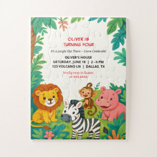 Puzzle Safari Animaux Invitation Anniversaire Garçon Jung
