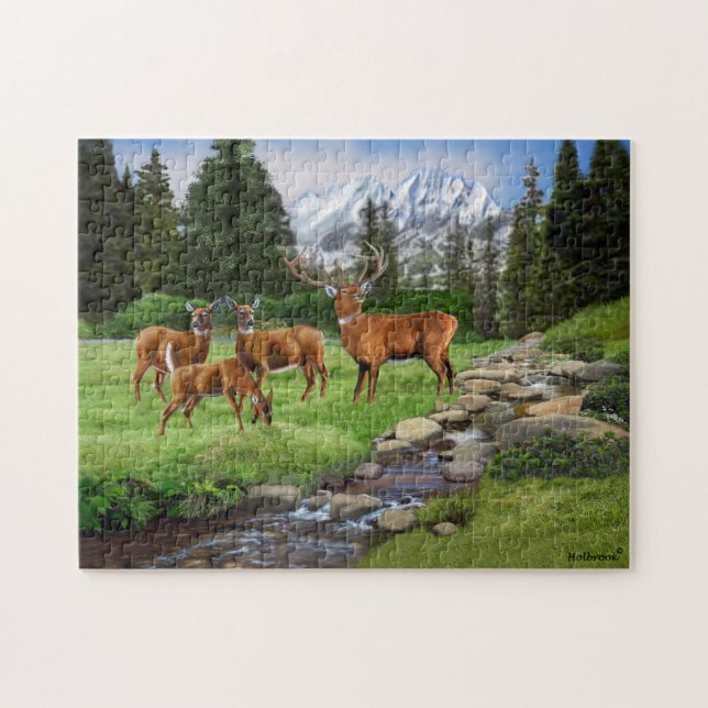 Puzzle Safari de cerfs communs rouges de montagne (Horizontal)