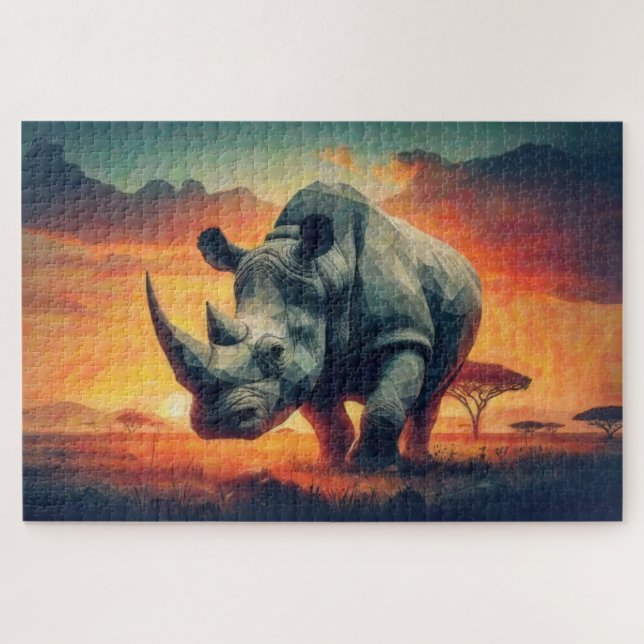 Puzzle Safari Sunset Rhino (Horizontal)