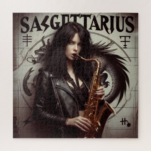 Puzzle Sagittaire Zodiaque Musicien Saxophone (Vertical)