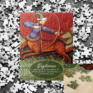 Puzzle Sagittarius Horoscope Zodiac Médiéval Vintage SM