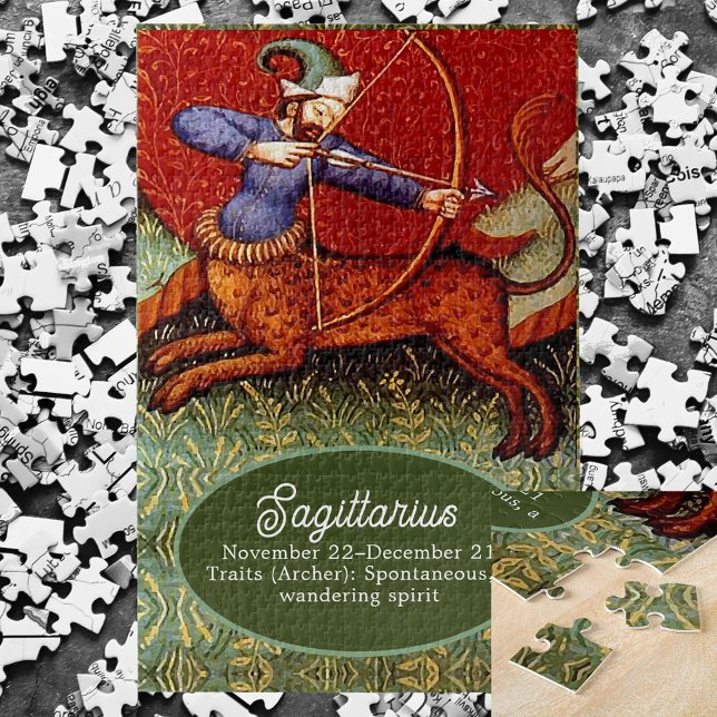 Puzzle Sagittarius Horoscope Zodiac Vintage médiéval LG (Sagittarius Horoscope Zodiac Medieval Vintage LG Jigsaw Puzzle)