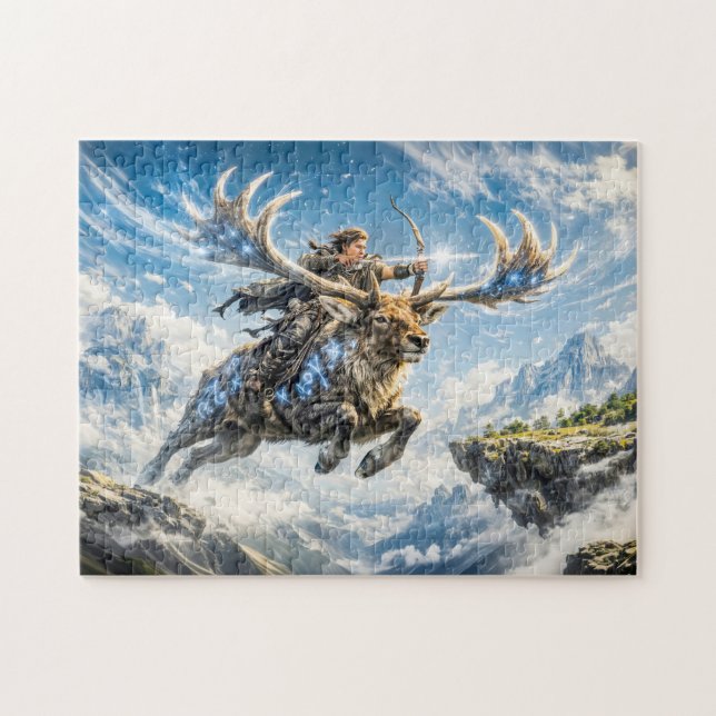 Puzzle Sagittarius Zodiac with Warrior Riding a Majestic  (Horizontal)