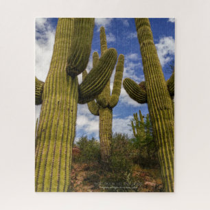 Puzzle Saguaro Cactus Trio Ciel bleu Nuages Arizona Déser