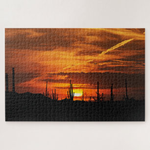 Puzzle Saguaros pittoresque au coucher du soleil