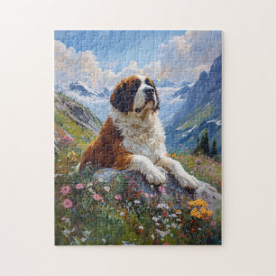 Puzzle Saint Bernard Champ Fleur sauvage Pittoresque
