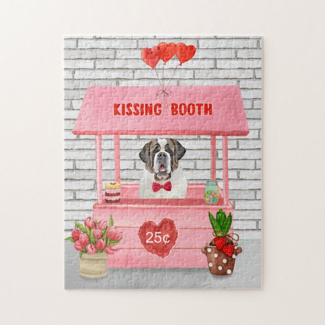 Puzzle Saint Bernard Chien Saint Valentin Booth de baiser (Vertical)