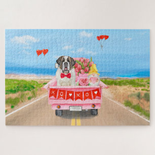 Puzzle Saint Bernard Chien Saint Valentin Coeurs de camio