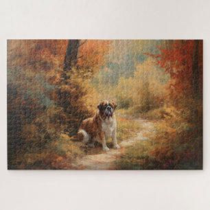 Puzzle Saint Bernard en automne Feuilles Automne automne
