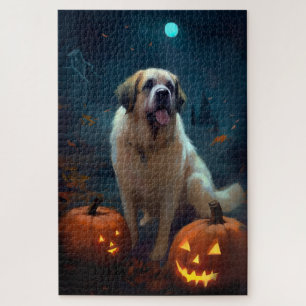 Puzzle Saint Bernard Halloween avec citrouilles effrayant