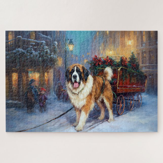 Puzzle Saint-Bernard période de fêtes de Noël (Horizontal)