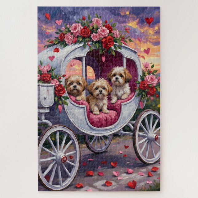 Puzzle Saint-bernard Shih Tzu pour la Saint-Valentin (Vertical)
