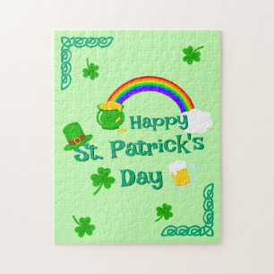 Puzzle Saint Patrick's Day Shamrock Pot of Gold Celtic Kn