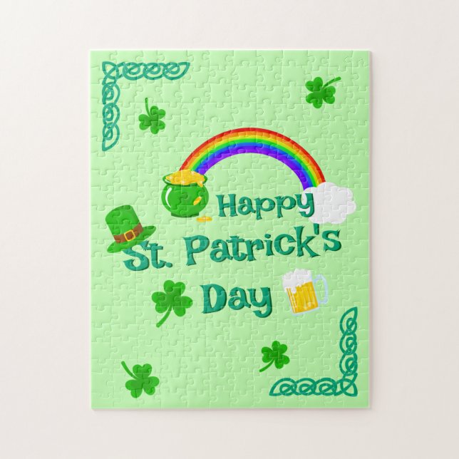 Puzzle Saint Patrick's Day Shamrock Pot of Gold Celtic Kn (Vertical)
