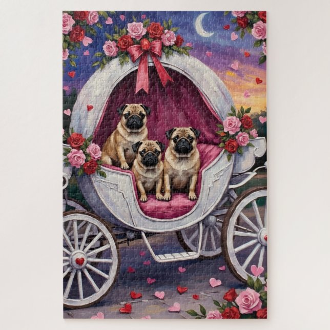 Puzzle Saint-Valentin Chien Carlin (Vertical)
