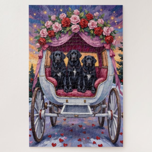 Puzzle Saint-Valentin Chien Terre-Neuve  (Vertical)