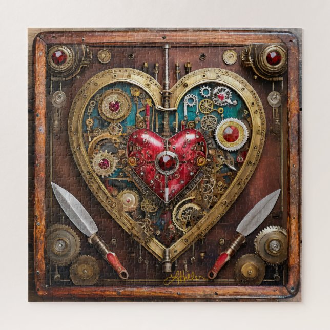 Puzzle Saint-Valentin Guerrier Steampunk Rubis Et Poignar (Vertical)