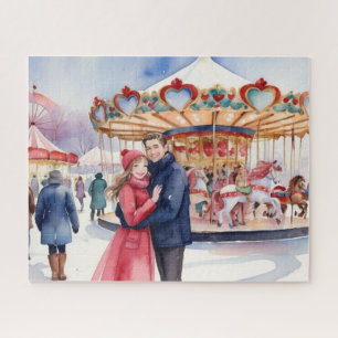 Puzzle Saint Valentin neige jour mignonne Couple