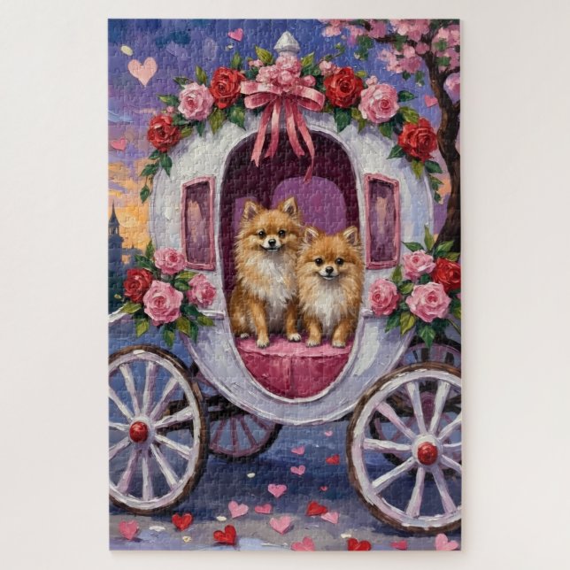 Puzzle Saint-Valentin pour chien Pomeranian  (Vertical)