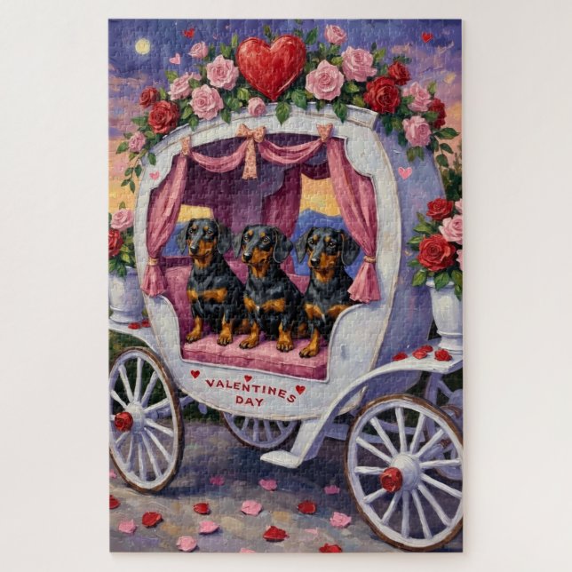 Puzzle Saint-Valentin pour chien teckel (Vertical)