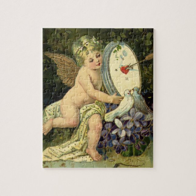 Puzzle Saint-Valentin victorien, oiseaux de l'amour d'ang (Vertical)
