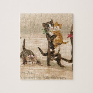 Puzzle Saint-Valentin victorienne vintage de chatons de