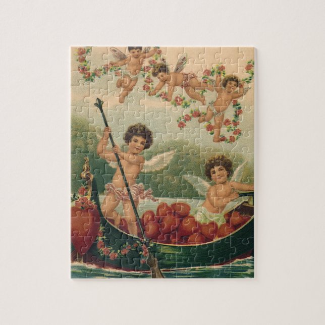 Puzzle Saint-Valentin vintage, chérubins victoriens dans  (Vertical)