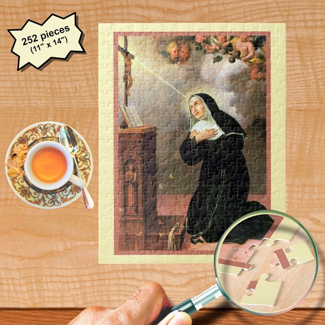 Puzzle Sainte Rita avec des abeilles priant devant un cru (Créateur téléchargé)