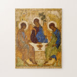 Puzzle Sainte Trinité par Andrey Rublev<br><div class="desc">Andrey Rublev - Sainte Trinité. Andreï Roublev était un peintre-icône russe né dans les années 1360,  et est mort entre 1427 et 1430 à Moscou. Il est considéré comme l'un des plus grands peintres médiévaux russes d'icônes et de fresques chrétiennes orthodoxes.</div>