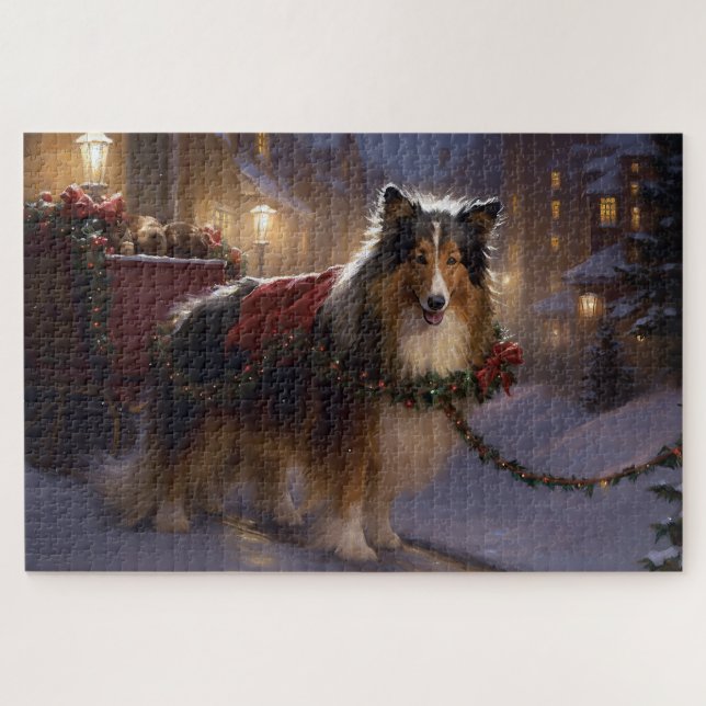 Puzzle Saison de Noël du Shetland Sheepdog (Horizontal)