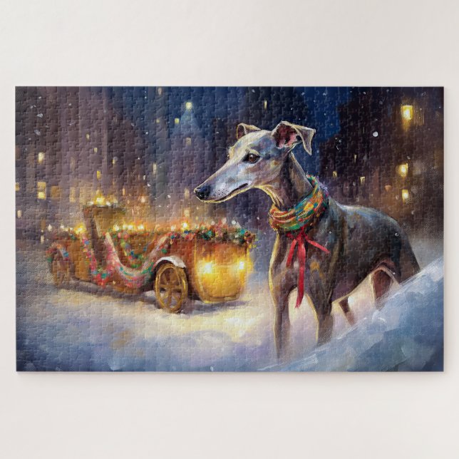 Puzzle Saison de Noël Greyhound (Horizontal)
