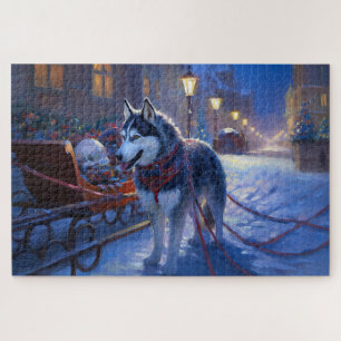 Puzzle Saison de Noël Sibérienne Husky