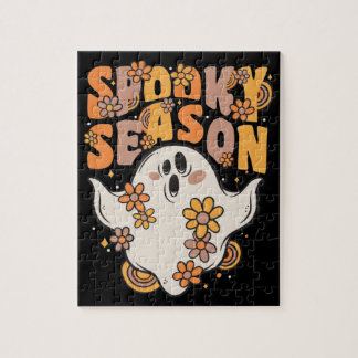 Puzzle Saison éffrayante Fantôme Super Avec Fleurs Vintag