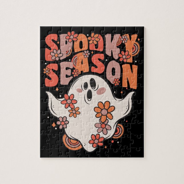 Puzzle Saison éffrayante Fantôme Super Avec Fleurs Vintag (Vertical)