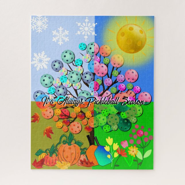 Puzzle Saison Toujours Pickleball hiver printemps été aut (Vertical)