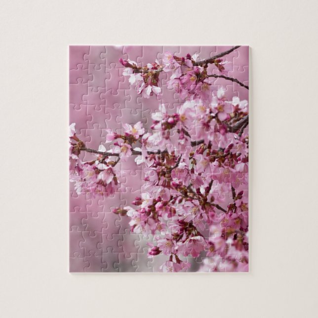 Puzzle Sakura Cherry Blossoms Pastel Pink Layers (Vertical)