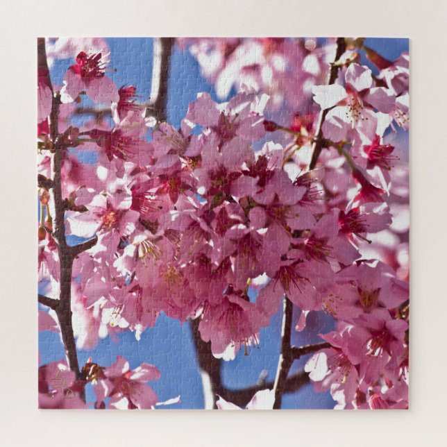 Puzzle Sakura Cherry Blossoms Red Stars (Vertical)