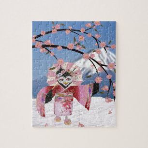 Puzzle Sakura Geisha Bird dans les fleurs de cerisiers de