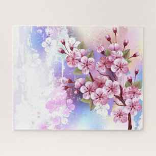 Puzzle Sakura rose sur la peinture Arrière - plan