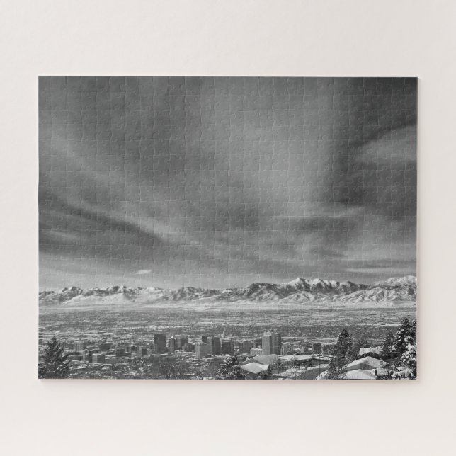 Puzzle Salt Lake City -Noir et blanc -16x20 pouces (Horizontal)