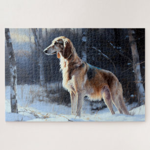 Puzzle Saluki Qu'il neige Noël