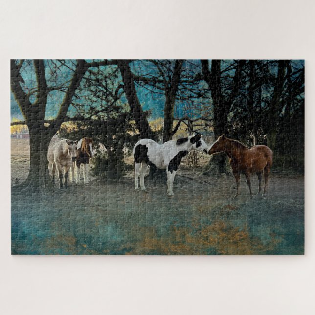 Puzzle salutation des chevaux tôt le matin 26oct casse-tê (Horizontal)