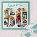 Puzzle Salutations à 80 ans Numéro 80 Photo Collage Carré<br><div class="desc">Dites Joue à 80 ans avec un puzzle photo personnalisé pour un cadeau unique de 80e anniversaire. Le modèle photo est configuré pour que vous puissiez ajouter vos photos qui seront affichées sous la forme d'un chiffre 80. Le collage photo a une variété de paysages, photos carrés et portraits, vous...</div>