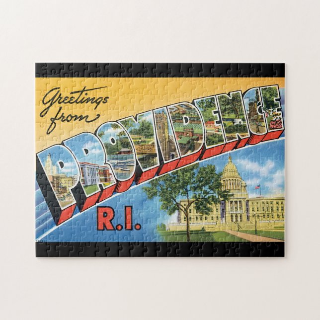 Puzzle Salutations de voyage de Providence RI_Vintage (Horizontal)