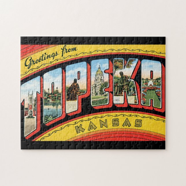 Puzzle Salutations de voyage de Topeka Kansas_Vintage (Horizontal)