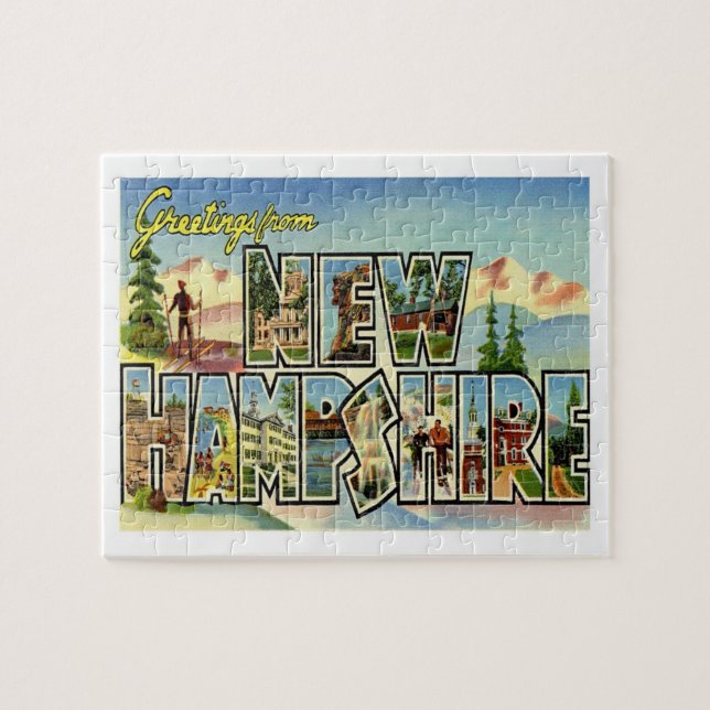 Puzzle Salutations du Vintage voyage du New Hampshire (Horizontal)