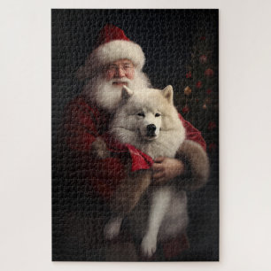 Puzzle Samoyé Avec Noël Festif Du Père Noël