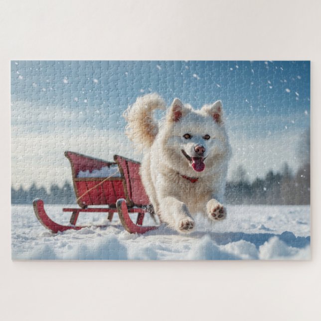 Puzzle Samoyed Festive Noël (Horizontal)